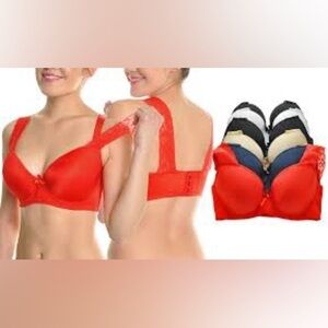 Angelina 6 pack lace leather gully padded bras Sz 34DD